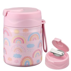 17oz Soup Thermo for Hot Food Kids,Insulated Food Jar with Spoon,Thermo Hot Food Lunch Container,Wide Mouth Leakproof Stainless Steel Lunch Box for School-Rainbow