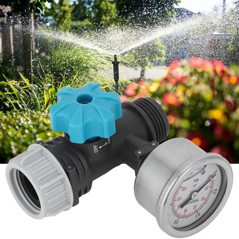 G3/4in Adjustable Water Pressure Regulator Valve with Pressure Gauge Greenhouse