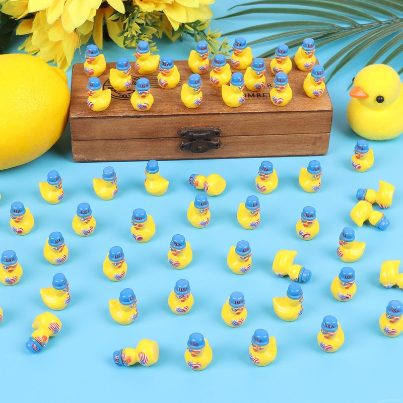 CCINEE 100pcs Patriotic Mini Resin Ducks Bulks, 4th of July