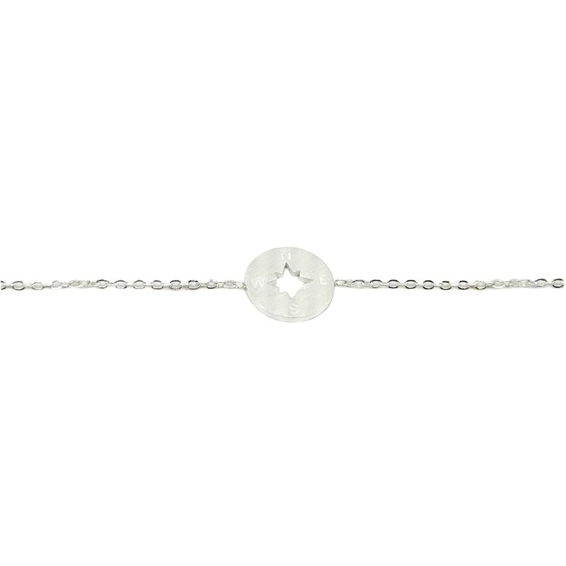 Silver Compass Link Chain Bracelet (Stainless Steel) Miss Fit Boutique