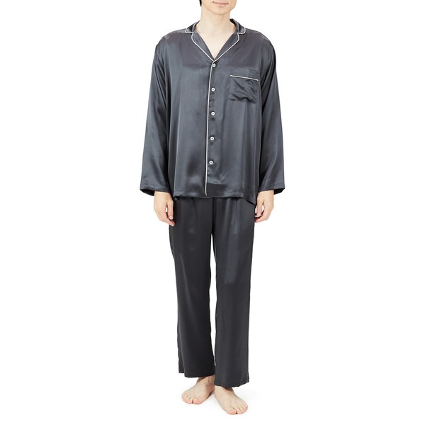 Gunze KaiminNavi Men's Pajamas, Pajamas, 100% Silk, Long Sleeve Pants,