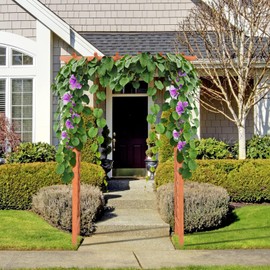 Tangkula 88-Inch Wooden Garden Arbor with Trellis, Decoration Outdoor Rose Arbor with Metal Connection for Climbing Plants, Wedding Arch for Ceremony, Bridal Party, Archway, Lawn, Patio