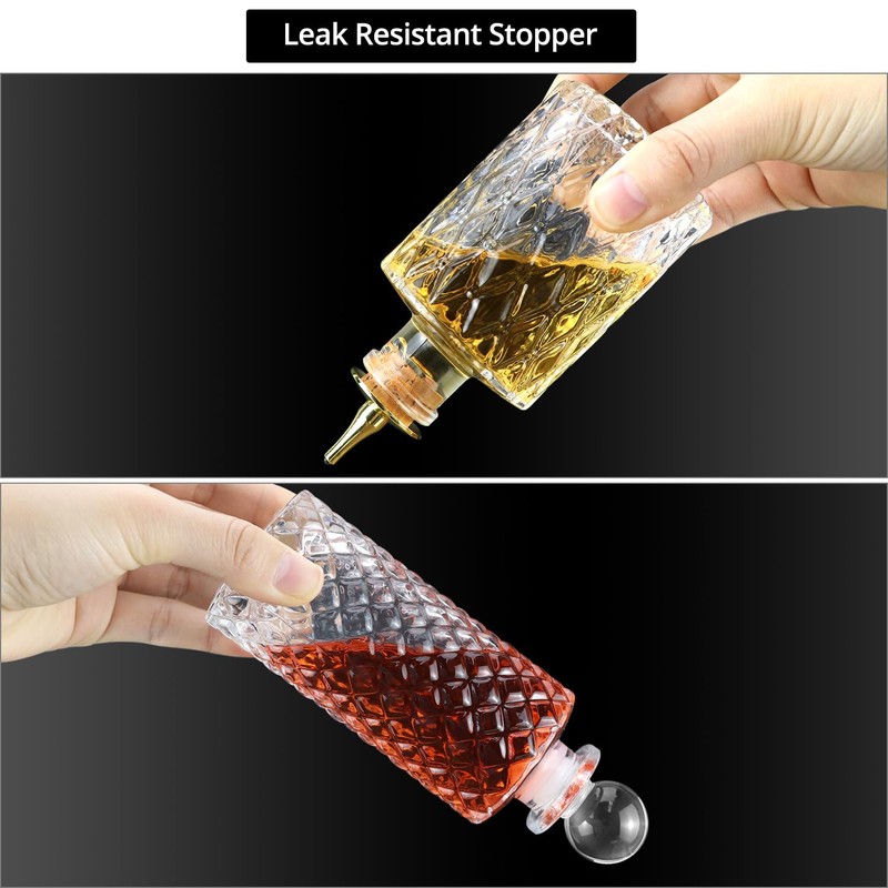 QWORK Glass Bitters Bottles Set of 6, Zinc Alloy Dash