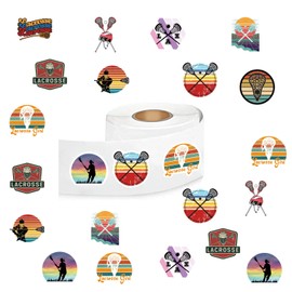 Lacrosse Stickers (500 Count), 10 Graphic Cartoon Decal Rolls Self Adhesive Seals for Birthday Party Decorations Water Bottle Laptop Scrapbook Cards Envelopes