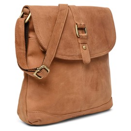 LEABAGS Paris genuine buffalo leather messenger bag in vintage style - Brown