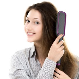 Glam Flow Cepillo Alisador Peine Alaciador de Cabello con Indicador Digital de Temperatura DW-PA 35W Placas Recubiertas de Ceramica