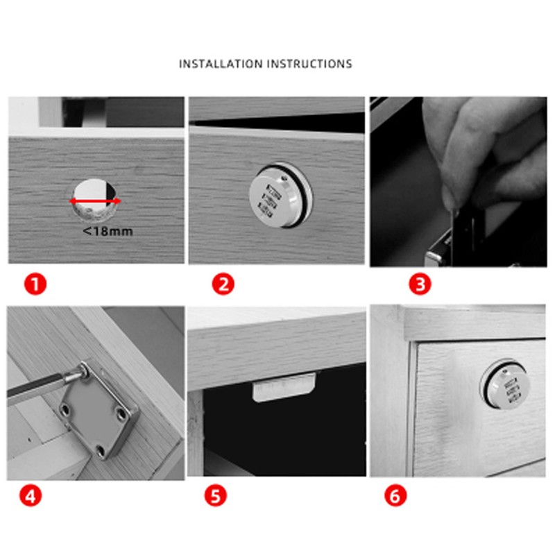 Combination Cam Lock Zinc Alloy Keyless Password Drawer Lock for
