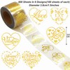Masper 3.8cm/600 Sheets Heart-Shaped Valentines Stickers, 6 Clear Gold Foil