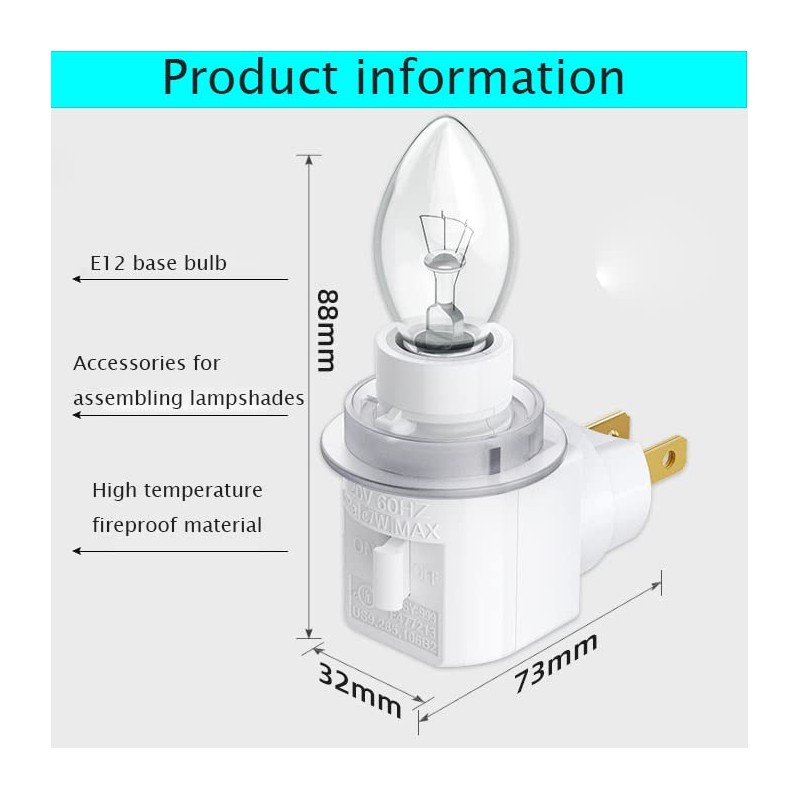 TWDRTDD Plug in Night Light, Adjustable E12 Base Socket Night