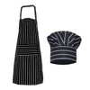 1 x black and white striped apron, 1 x chef's