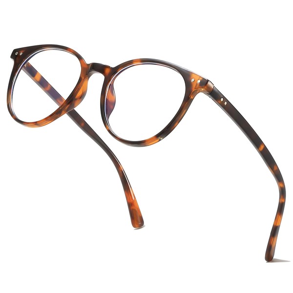 aisswzber Small Round Plastic Blue Light Blocking Glasses 2615B-Amber Tortoise