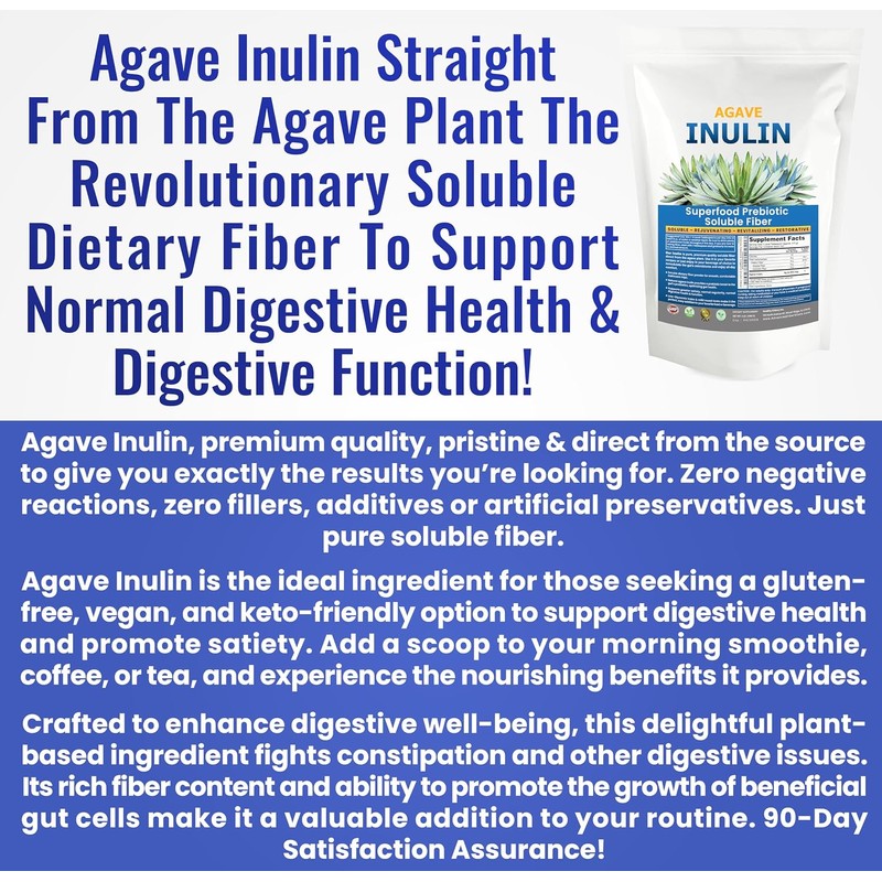 Inulina en polvo 16oz – Fibra soluble prebiótica de agave