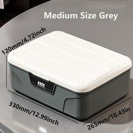 Lockable Storage Containers Plastic Lock Box Storage Container Versatile Organizer with Changeable Lock for Dorm School Home Office Travel Business (Grey, Medium)