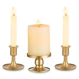Unity - Candelabros para bodas, juego de 3 portavelas de metal dorado Unity, soporte decorativo para velas de unidad para boda, ceremonia, mesa, centro de mesa, regalo