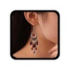 Allereya Boho Ethnic Pearl Drop Earrings Red Gemstone Chandelier Earrings