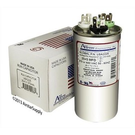 Goodman CAP050250440RSP Replacement - 25 + 5 uf/Mfd 370/440 VAC AmRad Round Dual Universal Capacitor, Made in The U.S.A.