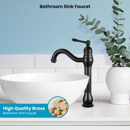 gotonovo Single Handle Vessel Sink Faucet 360° Swivel Bathroom Faucet One Hole Farmhouse Lavatory Vanity Faucet Bowl Sink Mixer Tap Without Pop Up Drain, Oil Rubbed Bronze