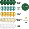 60Pcs/Pack Olive Green Gold Latex Balloons Set, Green White Birthday