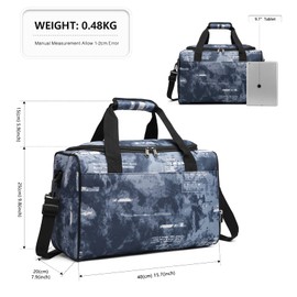 Kono Weekender Travel Luggage 40 x 20 x 25 Large Maximum Hand Luggage for Men and Women, Blue cloud