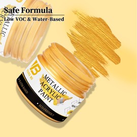 YongBo Metallic Gold Acrylic Paint - 100ml Gold Leaf Paint for Metal, Wood, Headstone, Non-Toxic, Non-Fading