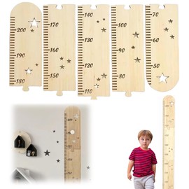Wooden Height Chart for Children, Pack of 5 Height Chart for Children's Room, Wooden Wall Ruler, Children's Height Chart Wall Stickers, Suitable for Heights Approx. 50 to 200 cm, for Wall Decoration in Children's Room