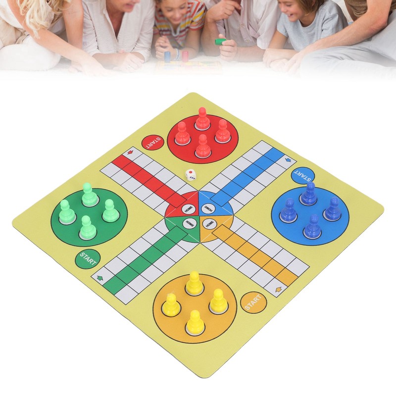 Ludo Chess Set Folding Roll Up Board Game Pad with