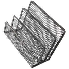 NUOBESTY File Holder Metal Mesh File Magazine Holder 4 Compartments Documents Organizers for Home Work