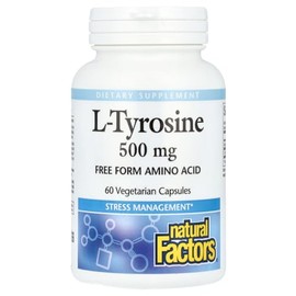 Natural Factors L‑Tyrosine 500 mg – 60 Cápsulas Vegetarianas para Apoyo Cognitivo, Energía Mental y Estrés