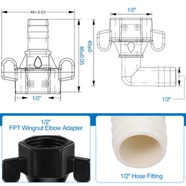 Dreyoo 1/2 Inch x 14 NPT x 1/2 Inch Barb Elbow and Straight Swivel Adapter RV Water Pump Fittings with Thread Seal Tape, 1/2 Inch Female Threaded Pex Fittings for Water Pump Strainer (4 Pcs)