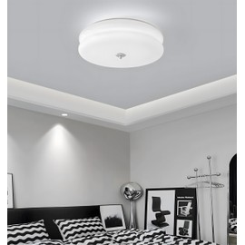 Bofea-Nordic Bedroom Circular Lamp Ceiling, Milk White Glass LED Round Semi Flush Ceiling Light, Modern Glass Flush Mount Ceiling Lamp for Bedroom Corridor&Kitchen.