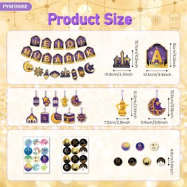 Ramadan Hanging Decorations, 3Pack Eid Mubarak Banner and 10Pcs Ramadan Hanging Ornaments, Moon Stars Castle Ramadan Party Decorations Supplies for Home Islam Muslim Festivals