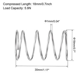 MACHSWON Compression Spring for Tools and Equipment Hand Tools Automotive Furnitures Replacement Parts Compressed Spring 1mm Wire Dia, 18mm OD, 30mm Free Length, 5.9N Load Capacity 5pcs