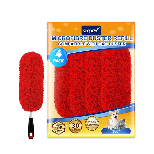 KEEPOW 4 Pack Microfiber Heavy Duty Reusable Duster Refills Compatible