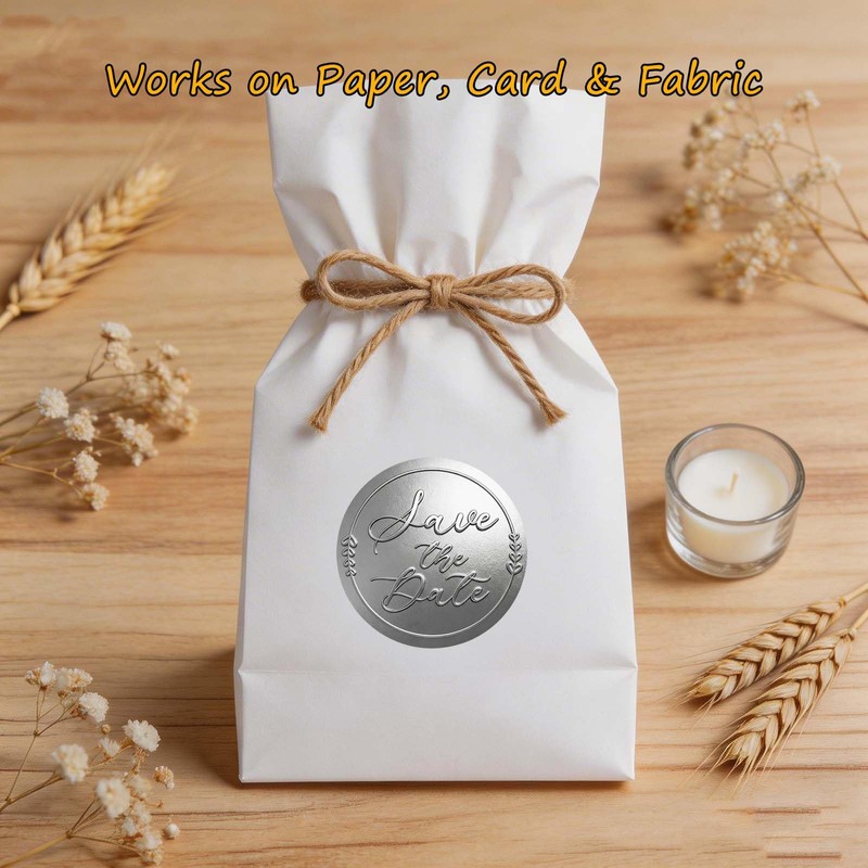 100 Pack Save The Date Gold Foil Stickers, Embossed Metallic