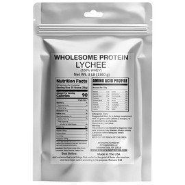 Wholesome Protein 100% Whey, Isolate Protein Blend Powder, Lychee Flavor (18 - 54 Servings) Dietary Supplement Muscle Fitness - Size: 3 LBS