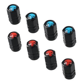BYOBYO 8Pcs Skull Tire Valve Stem Caps, Aluminium Alloy Valve Stem Covers, 2 Color Tire Trim Decorations Car Tire Air Valve Caps for Cars Trucks and Bikes, Universal Car Wheels Accessories