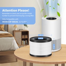 XBWW 4 Packs AP-S0610L Replacement Filters Compatible with MOOKA AP-S0610L Air Cleaner Purifier, 3-in-1 True HEPA Filter, High-Efficiency Activated Carbon Air Filter and Fine Nylon Pre-Filter