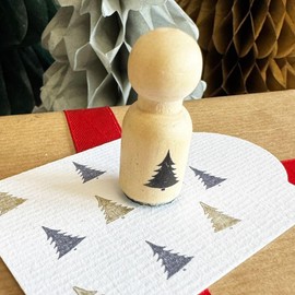 Mini Wooden Christmas Tree Rubber Stamp, Ink Stamp for Cards Scrapbooking Projects, Christmas Stamp, DIY Gift Tags Crafts, Festive Crafts