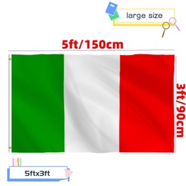 Italy Flag 3x5 Ft Large IT Flag with Brass Grommets Italian National Flags Party Festival Procession Celebration Sport Activities Garden Home Remembrance Day Decoration 90 X 150cm