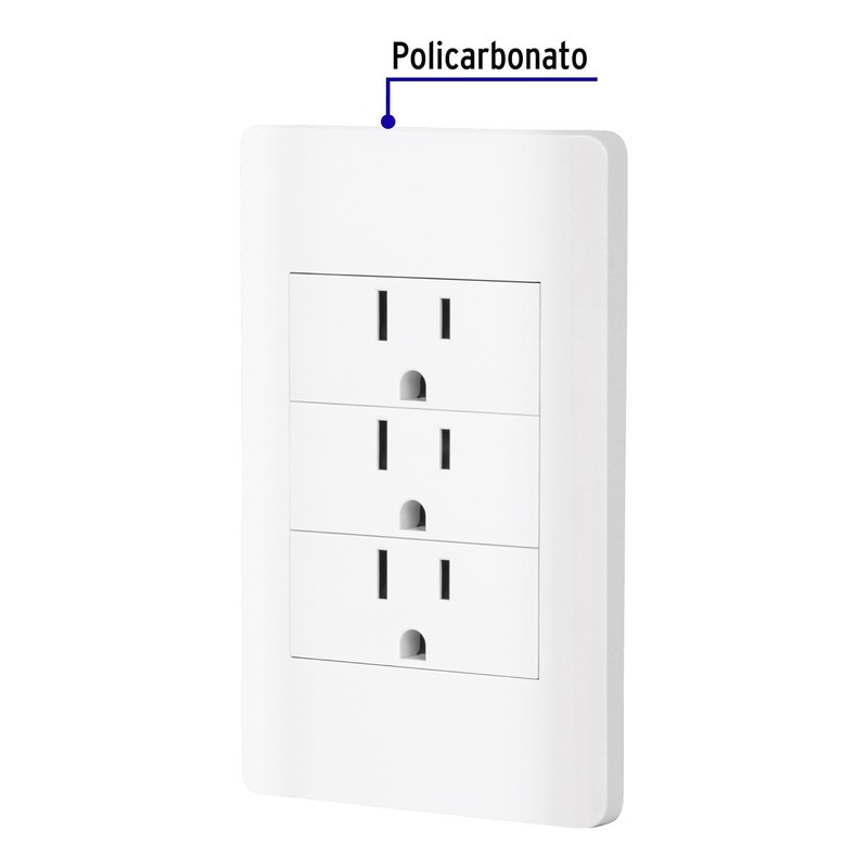 Volteck PA-COTR-LB, Placa armada blanca 3 contactos 2 polos +