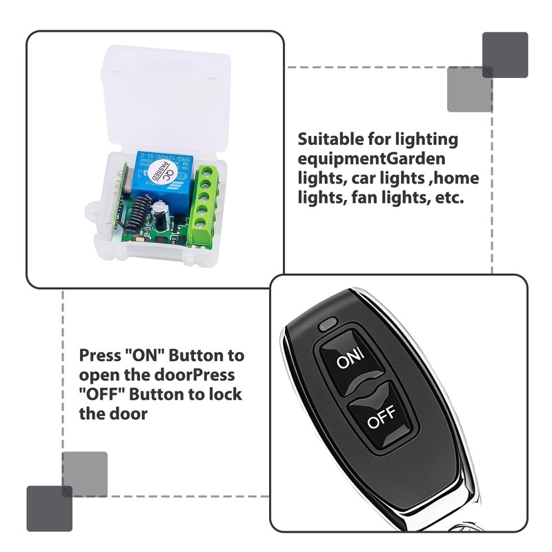 WIYETY 12 V Wireless Remote Control Switch: Wireless Relay, 433