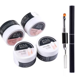 Set Gel Uv Construccion Profesional Para Uñas Herramientas Manicura Pedicura Set 4 Colores Diferentes Acrilico + Cepillo Espatula Aplicacion Polygel Extencion de Uñas Postizas