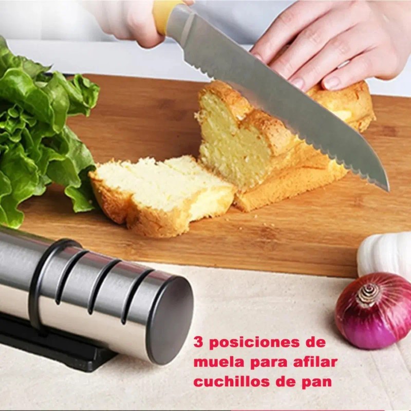 Afilador De Cuchillos De Cocina De Acero Inoxidable De Tres