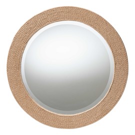 bali & pari Nieva Round Woven Rope Mirror – Coastal Mirror with Woven Jute Accents for Farmhouse, Boho Wall Decor, Beach House, Fully Assembled