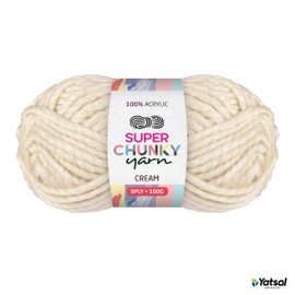 Yatsal Super Chunky 3-Ply Knitting Wool Yarn 100 g, Cream