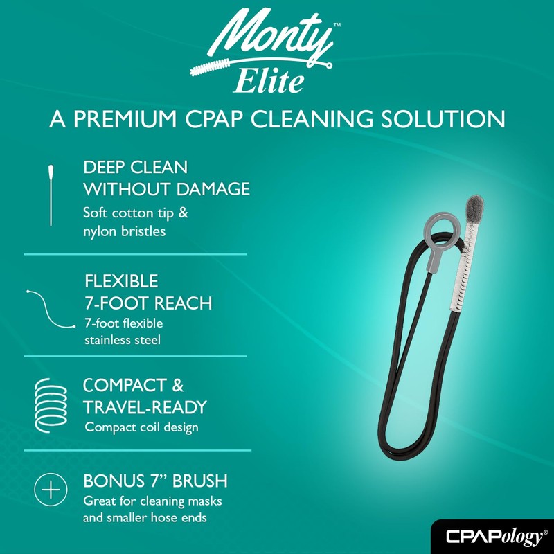 CPAPology Monty Elite Premium CPAP Tube Brush Cleaner (Small (Fits