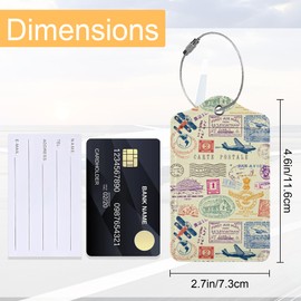 2 Pcs Luggage Tags for Suitcases, Retro Stamp Carte Postale Luggage Tags Privacy Cover ID Label with Metal Loop, for Women Men Cruise Bag Travel Essentials