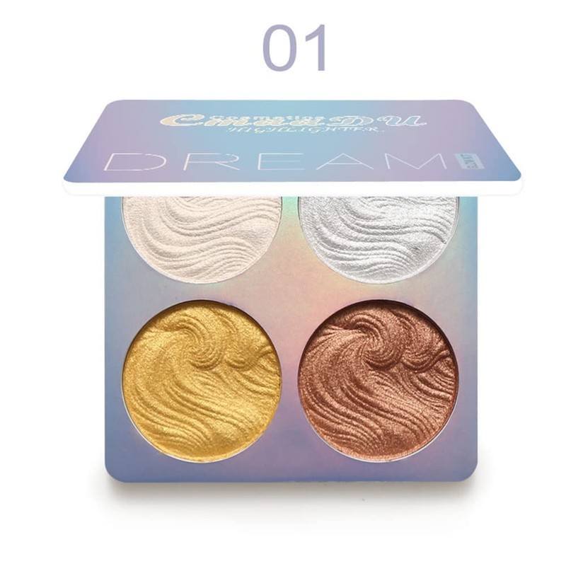 Mysense 4 Colors Shimmer Highlight Makeup Contour Palette,Shimmer Blush &
