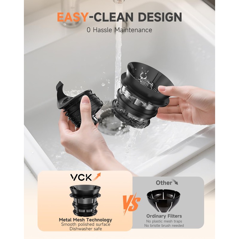 VCK Cold Press Juicer - Large 5.12" Feed Chute, Easy
