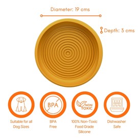 Dog Lick Mat Catcher, Slow Feeder for Anxiety Reduction, Boredom Buster, Easy to Spread with Peanut Butter, Yoghurt, or Treats, Suitable All Dog Sizes (Mustard)